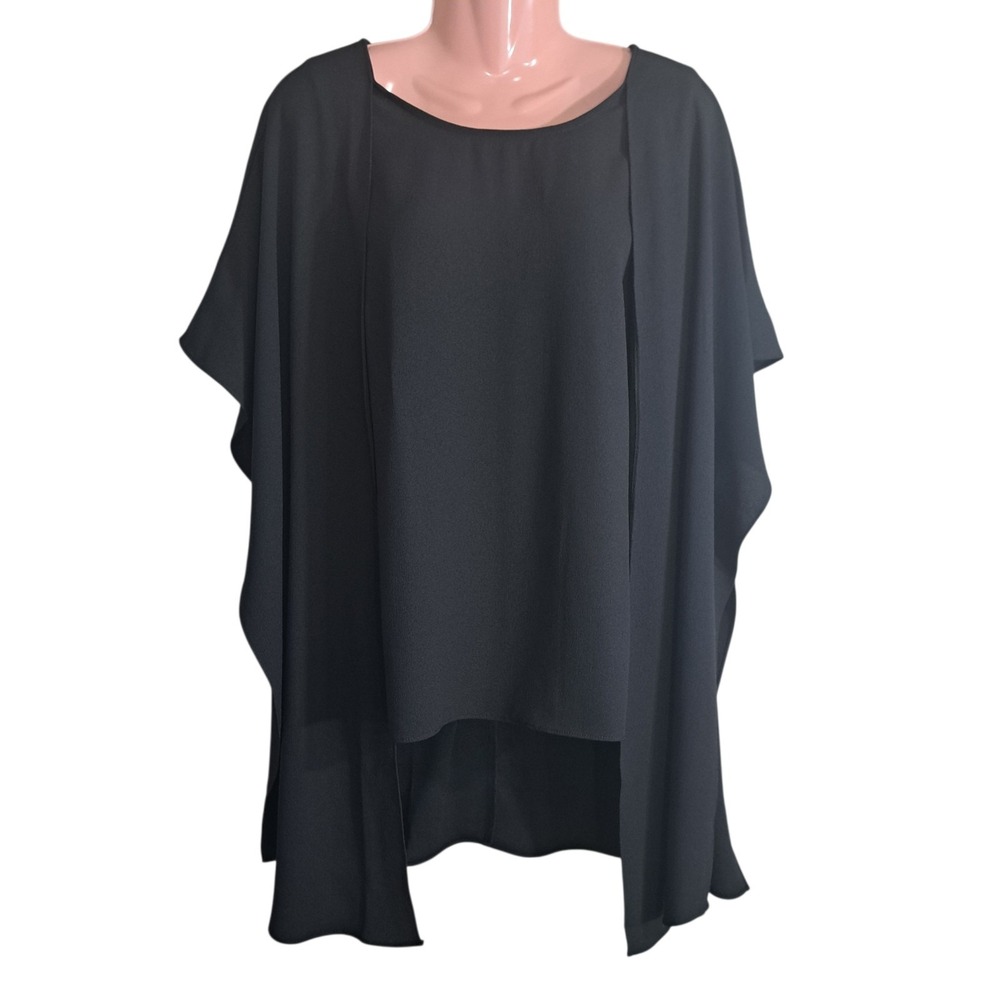 Chico's Women's Blouse/Top With Cape Shawl Black Size 0 Business/Party/Night Out